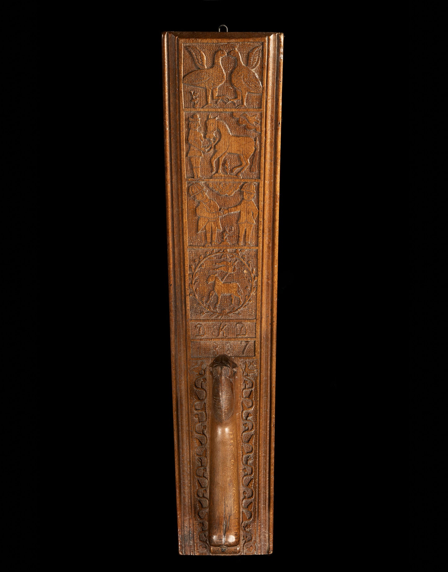 Rare Figure Carved Love Token Mangleboard