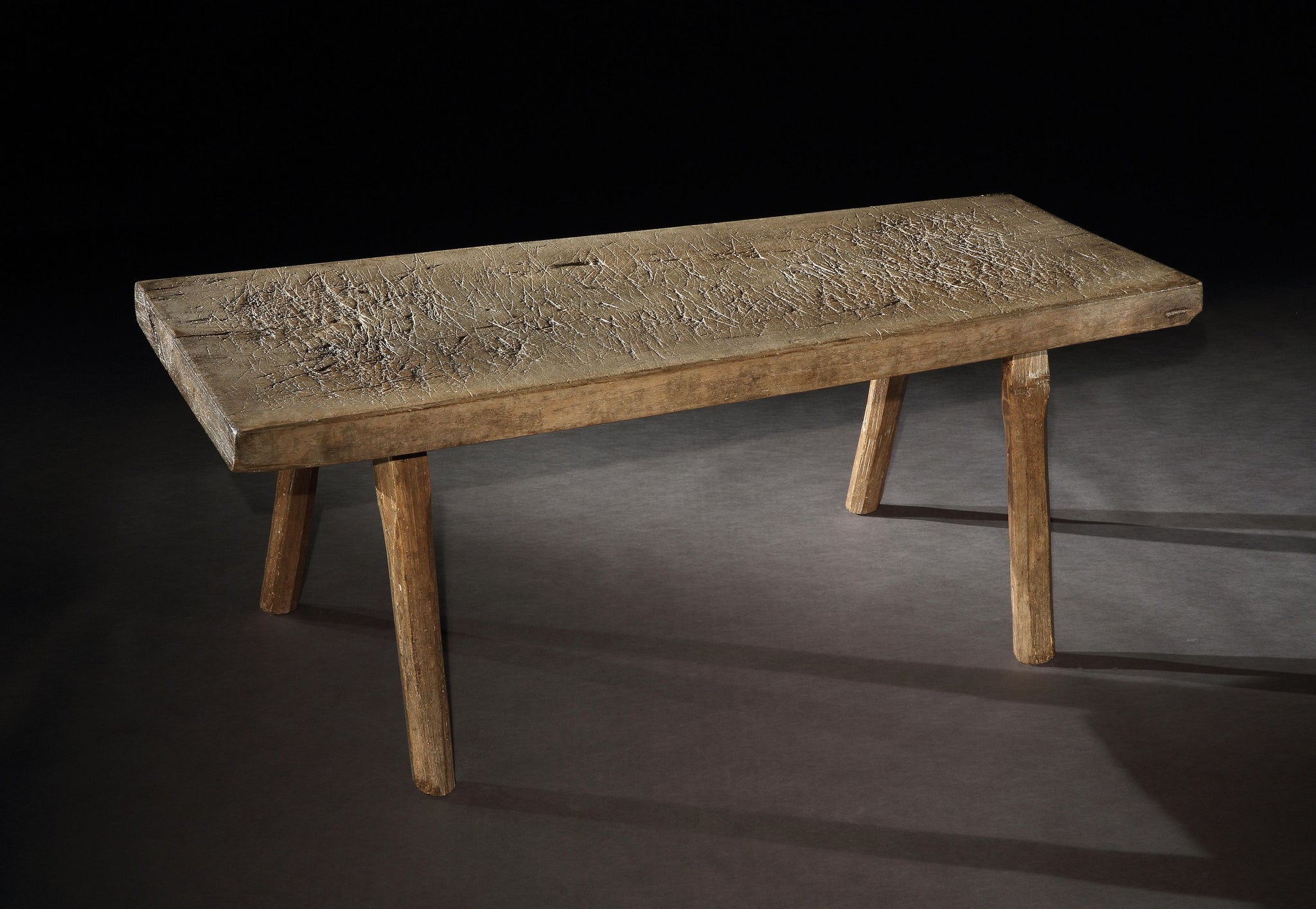 Wonderfully Patinated Pig Bench or Low  Work Table