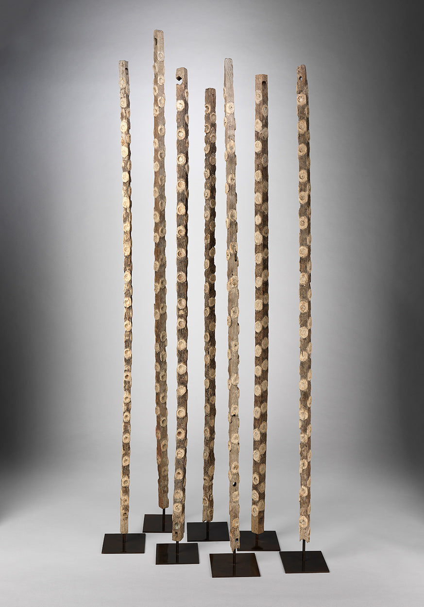 Group of Seven Sculptural Historic Oyster Poles