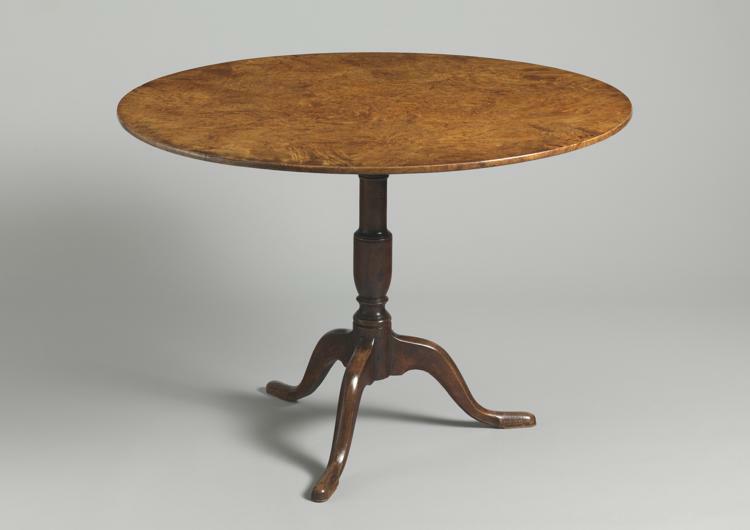 Fine Gustavian Burr Wood Top Circular Tripod Table