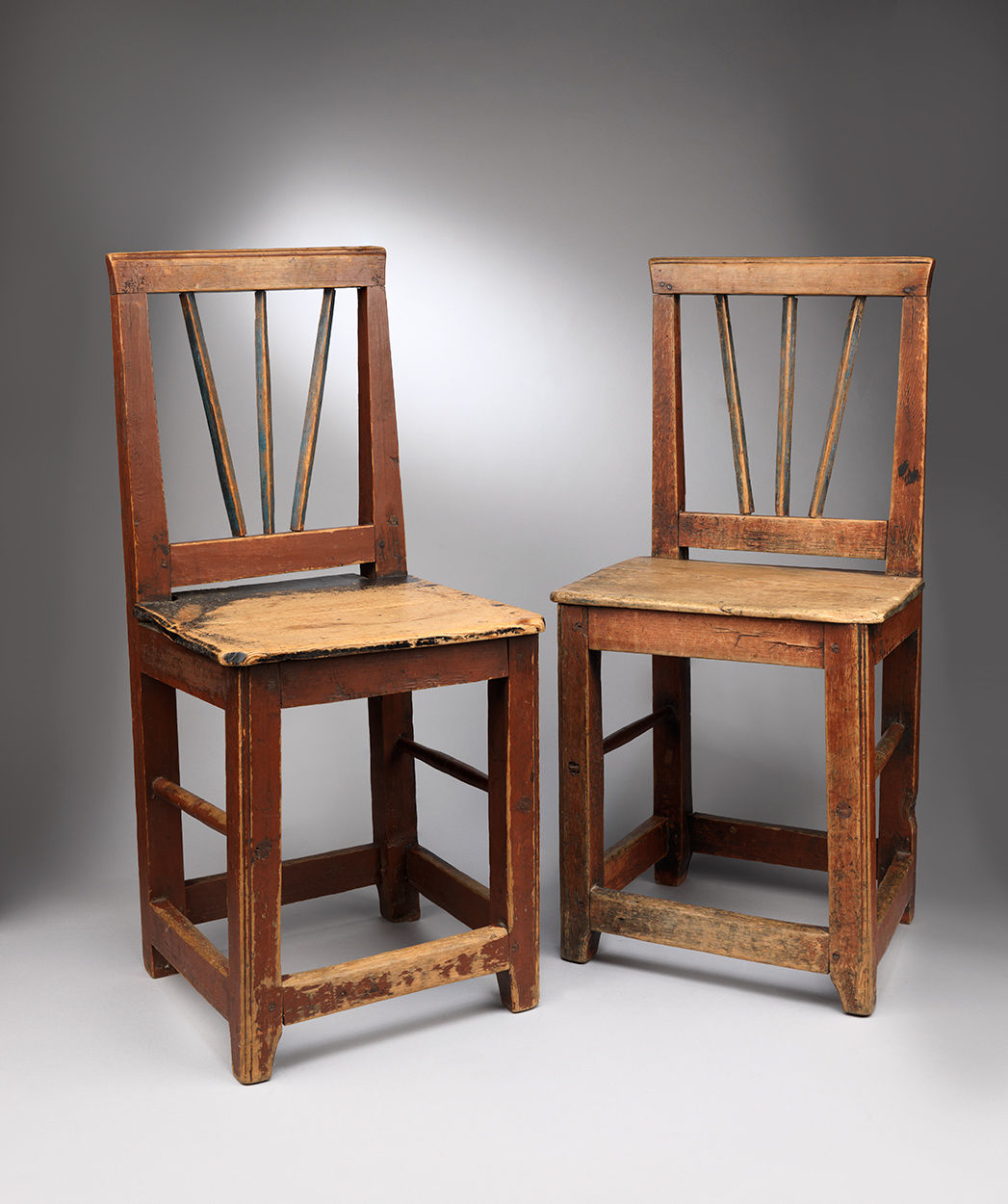 Pair of Folk Art Painted Vernacular Chairs