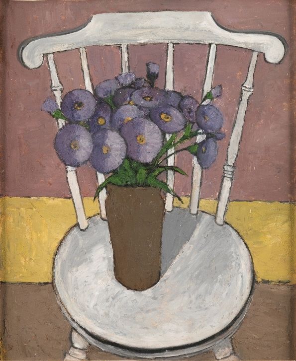 Vase of Flowers on the White Chair