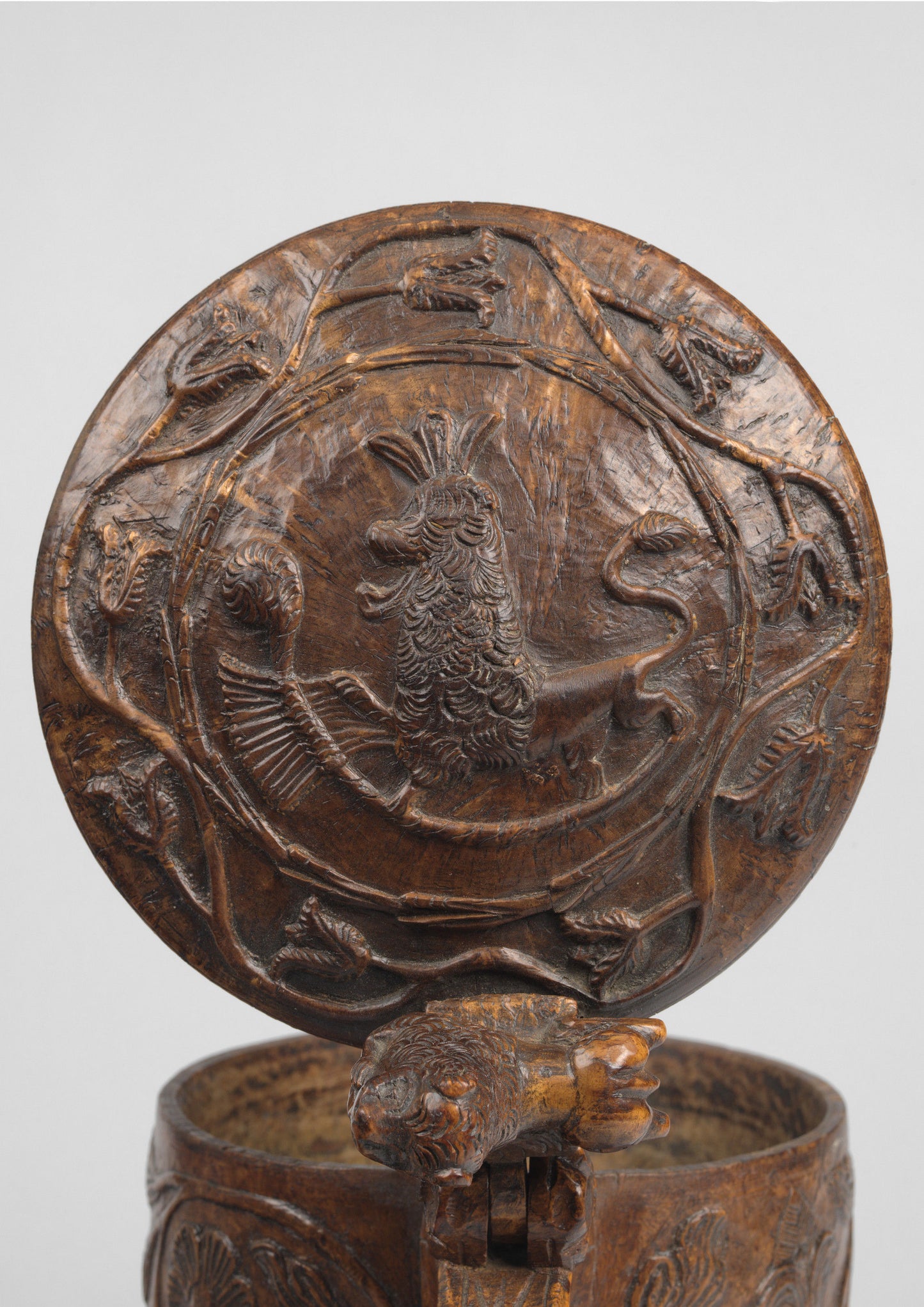 A Fine and Rare Florally Decorated Ceremonial Lion Peg Tankard