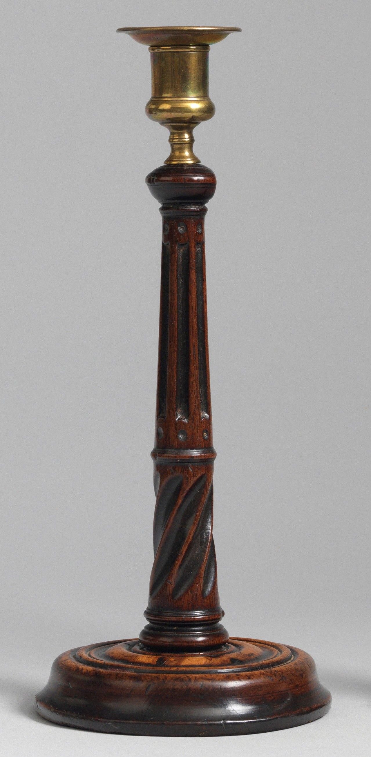 Fine Pair Of Georgian Fluted And Spiral Turned Table Candlesticks