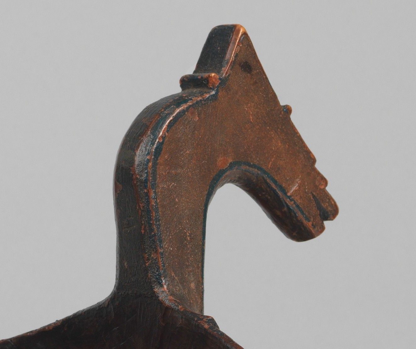 Unusual Painted Twin Horse Headed Kasa