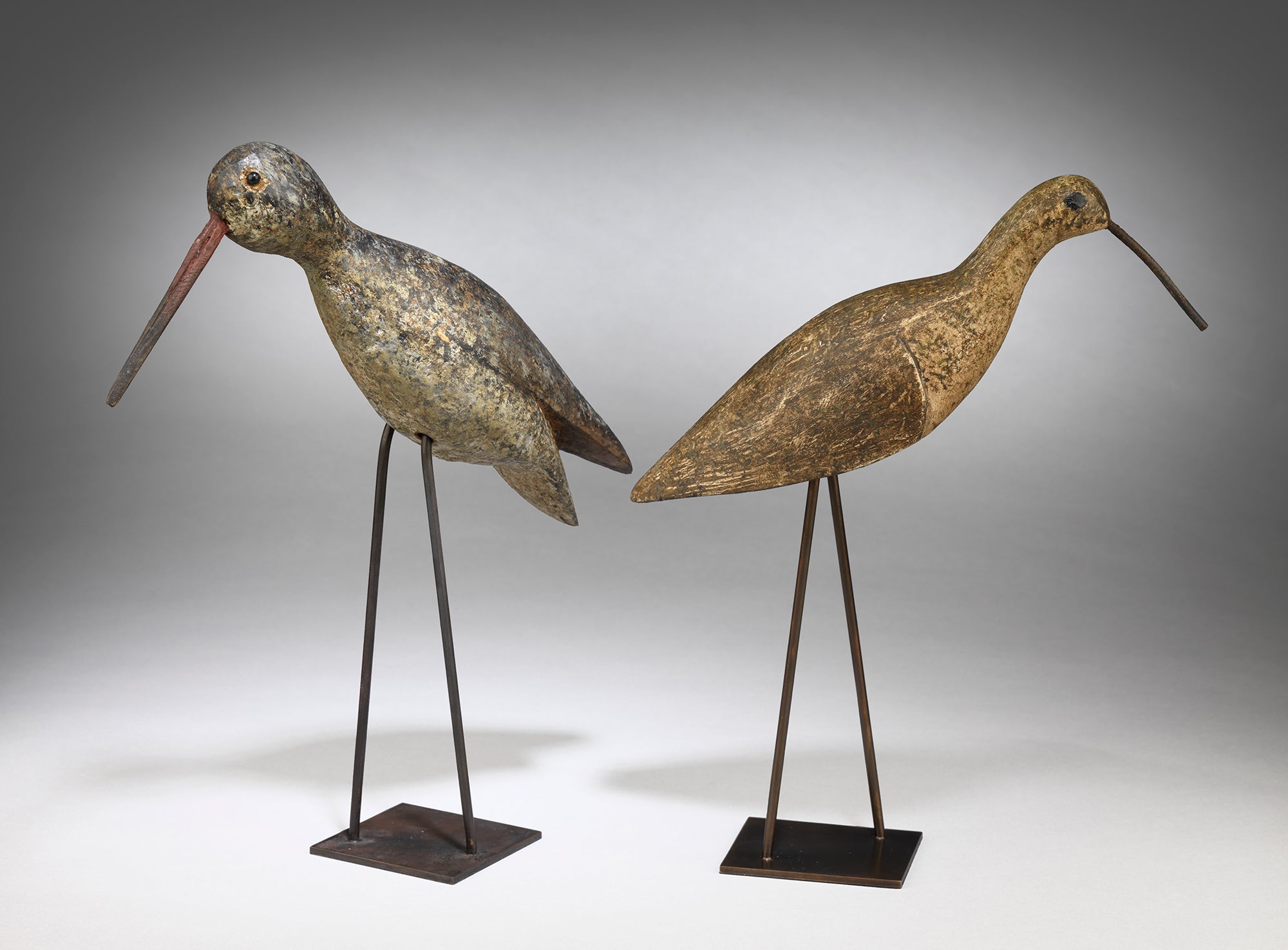 Two Stylised Shorebird Decoys