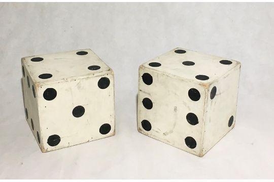 A Pair of Outsized Wooden Fairground Dice