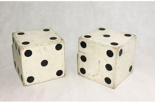 A Pair of Outsized Wooden Fairground Dice