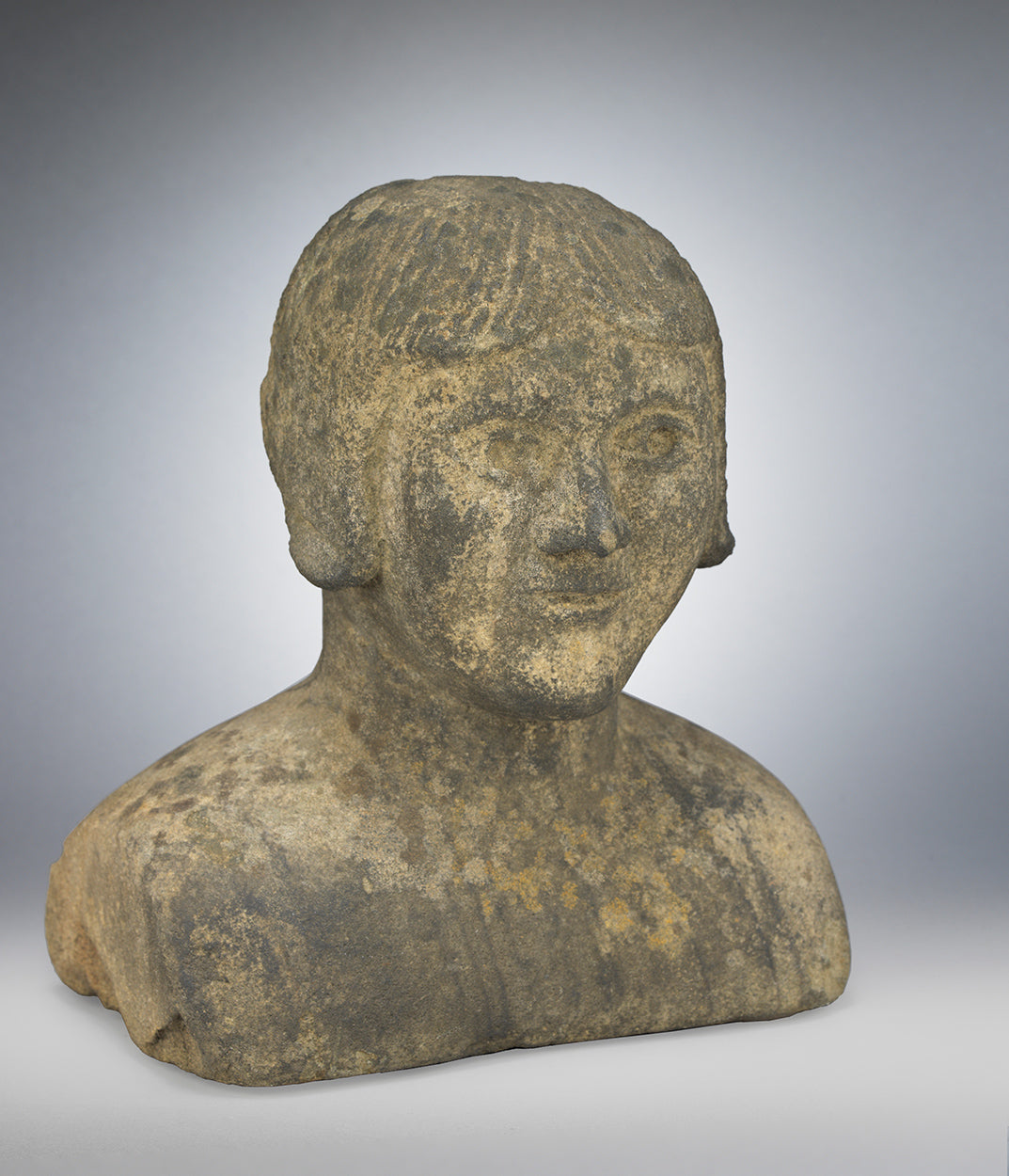Unusual Primitive Stone Portrait Bust