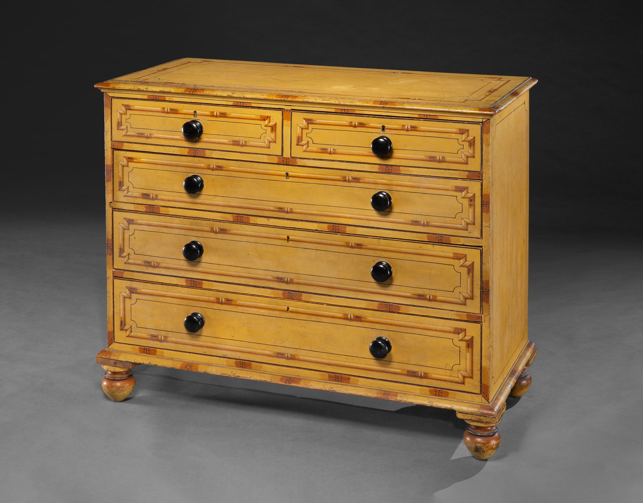 Exceptional Simulated Bamboo Painted Chest