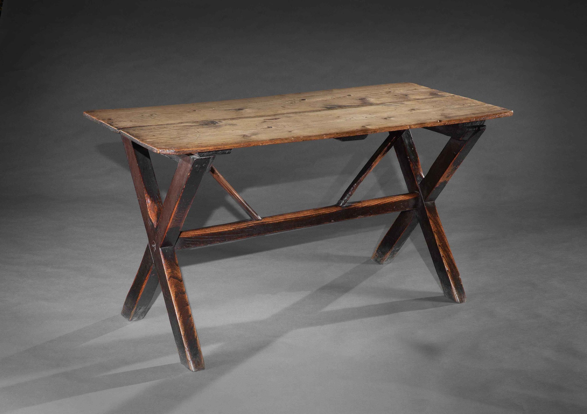 Sculptural Georgian Vernacular "X" Frame Tavern Table