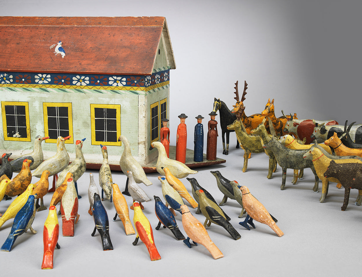 Engaging Folk Art Toy Model of Noah's Ark