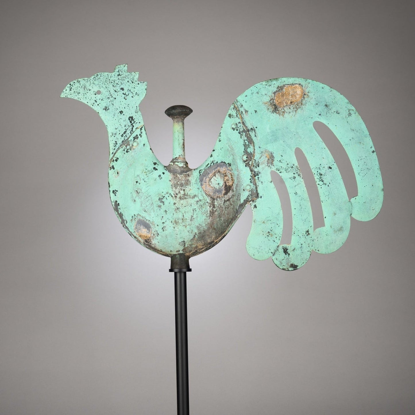 Striking Primitive Swell Bodied Cockerel Weathervane