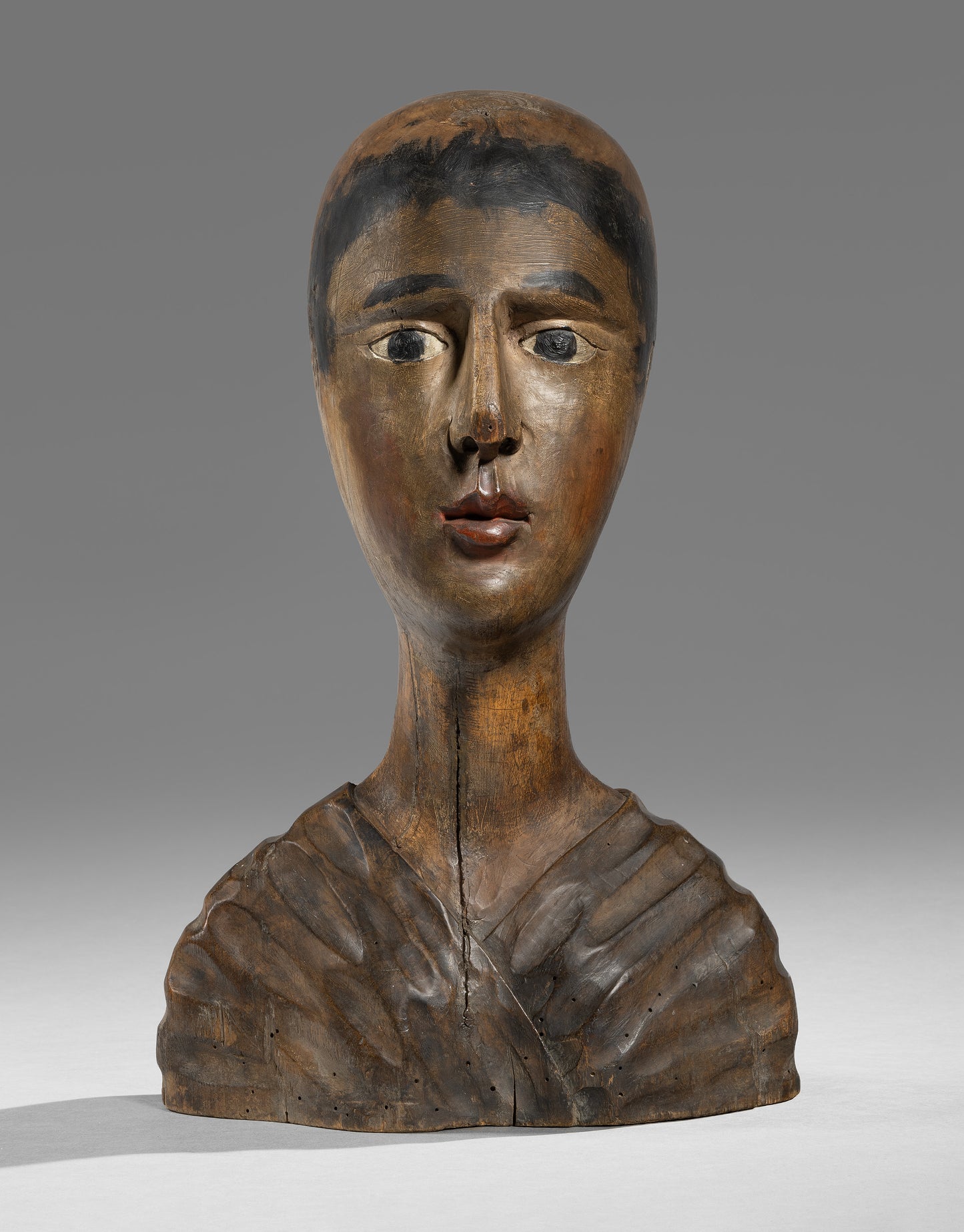 Distinctive Primitive Folk Art Portrait Bust