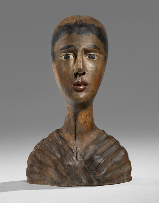 Distinctive Primitive Folk Art Portrait Bust