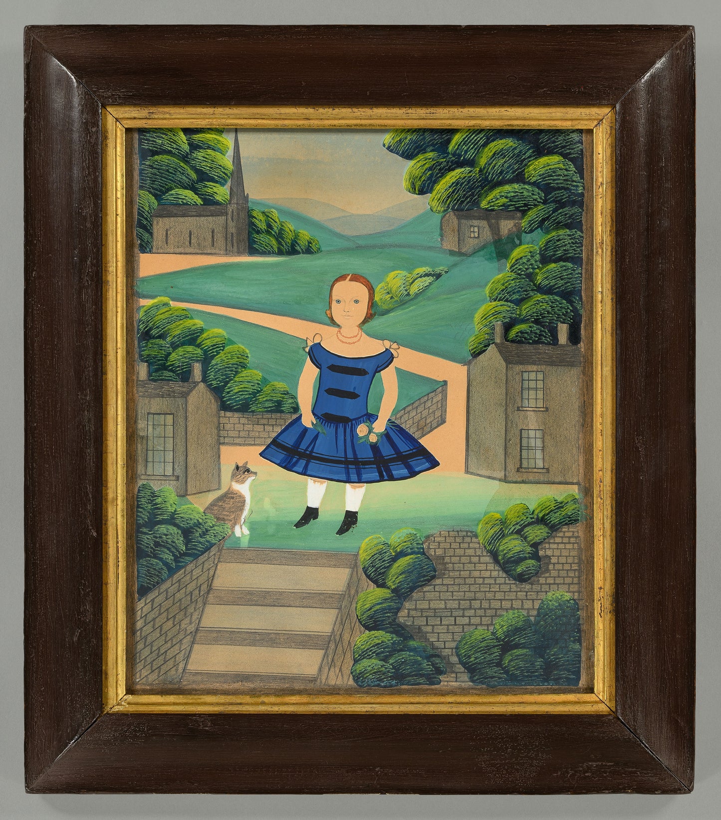 Appealing Naive School Portrait of a Young Girl