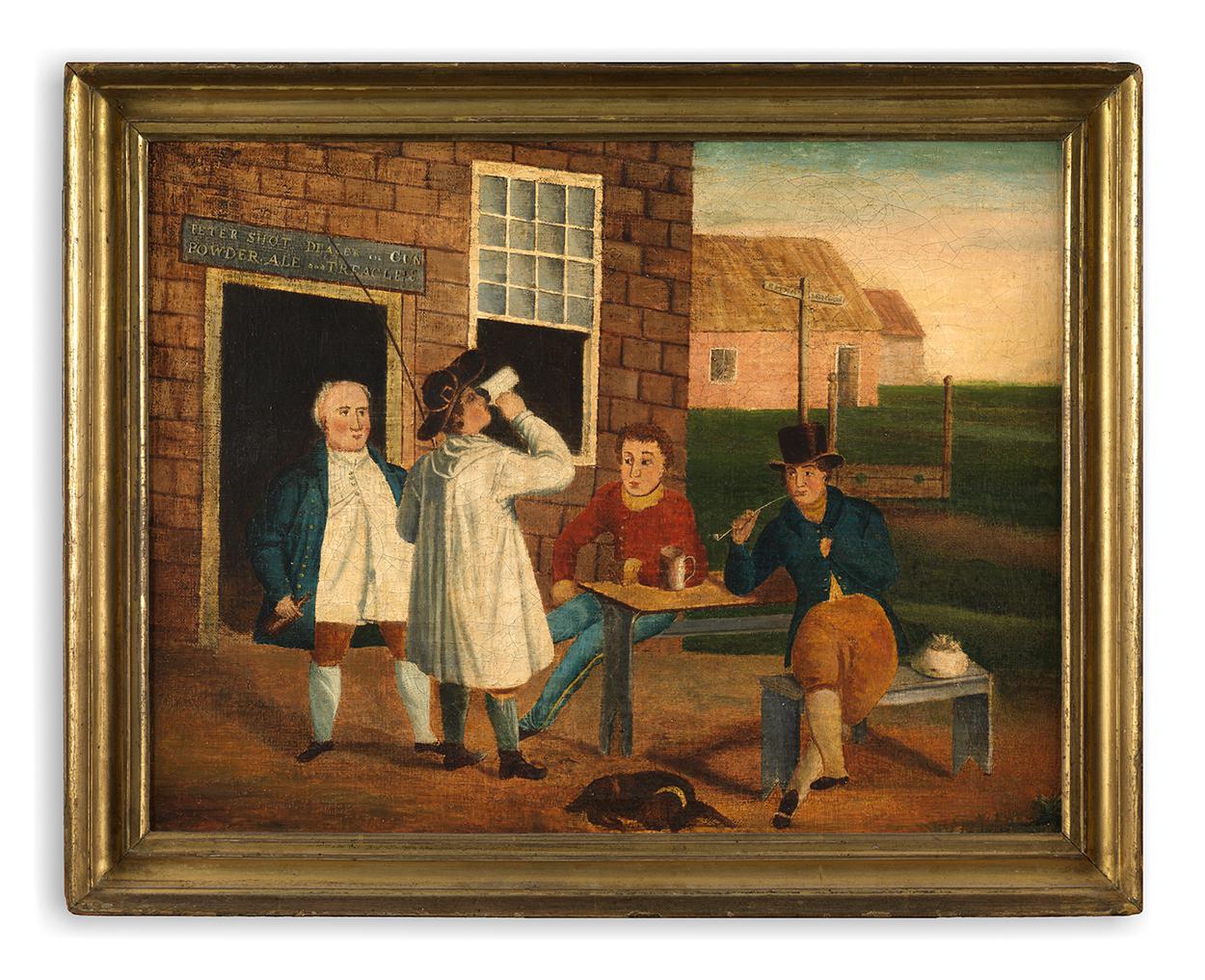 Figures Gathered Together Outside a Tavern