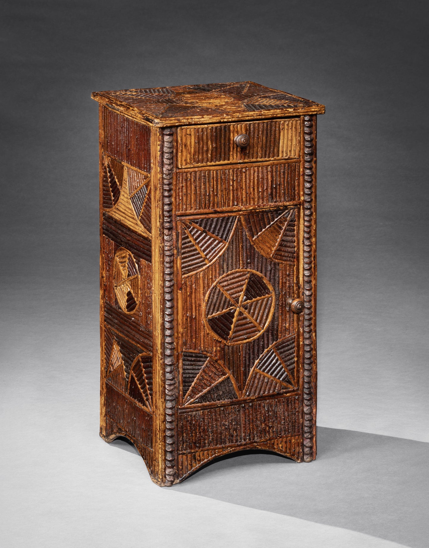 A Rare Folk Art "Adirondack" Twig Decorated Cabinet