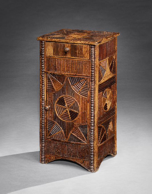 A Rare Folk Art "Adirondack" Twig Decorated Cabinet