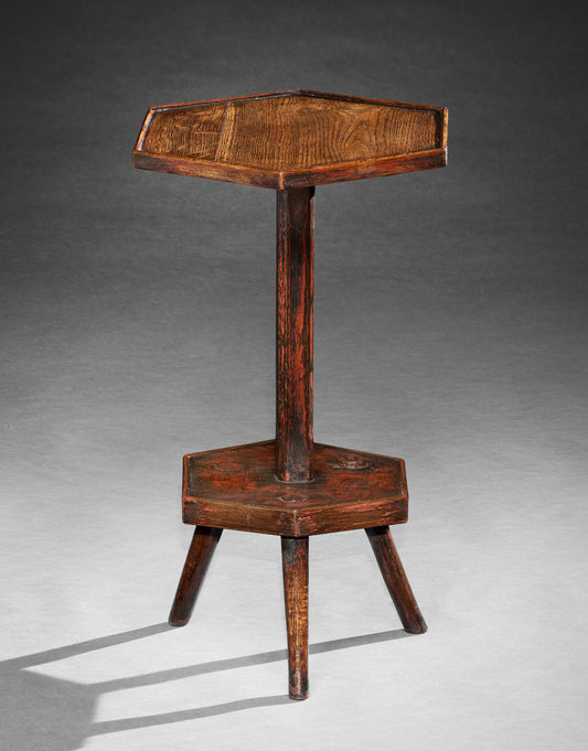 Unusual Cornish Vernacular Stool Based Candlestand