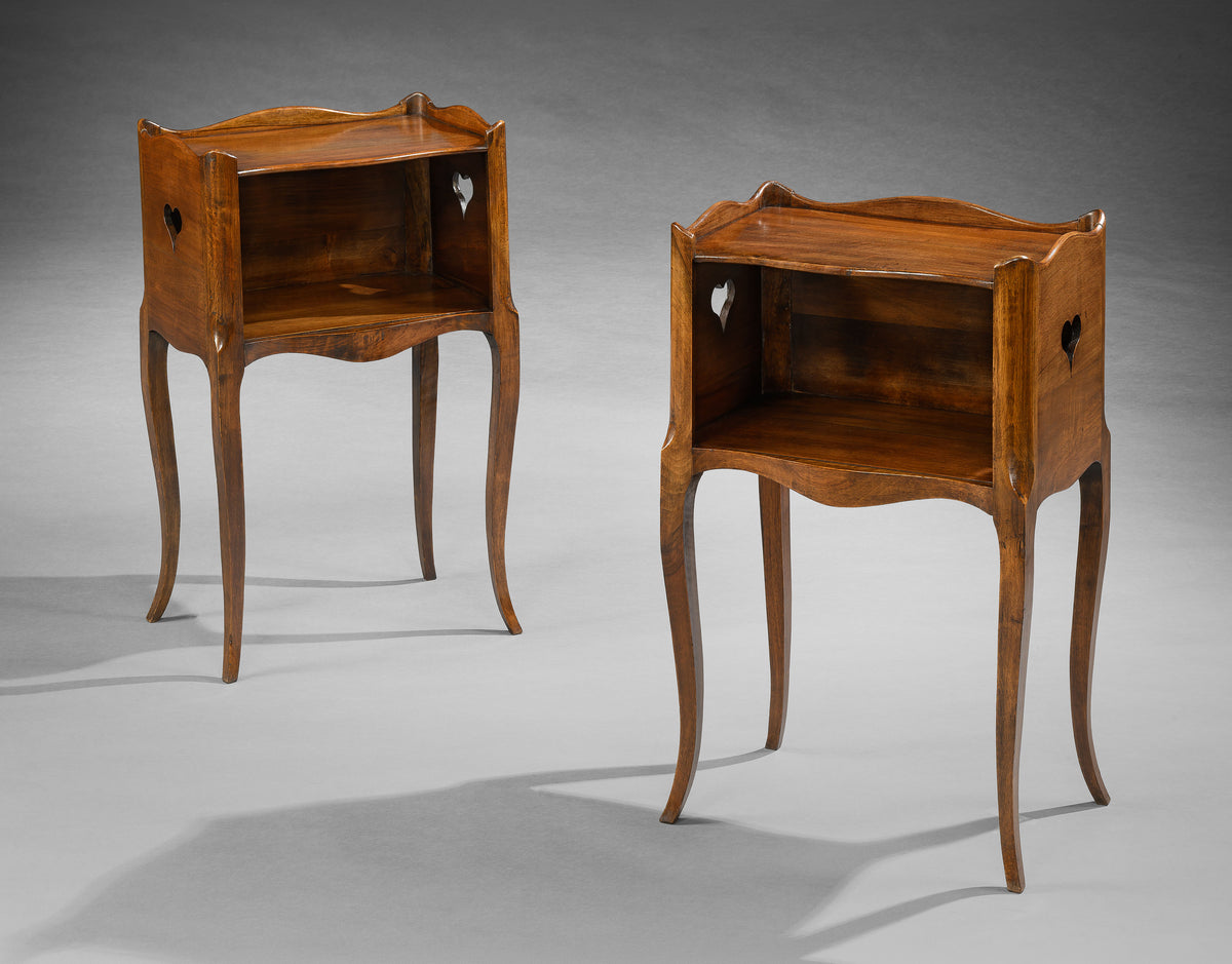 A Pair of Tray Top Cabriole Leg Bedside Cupboards