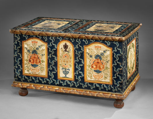 Fine Folk Art Painted Marriage Chest