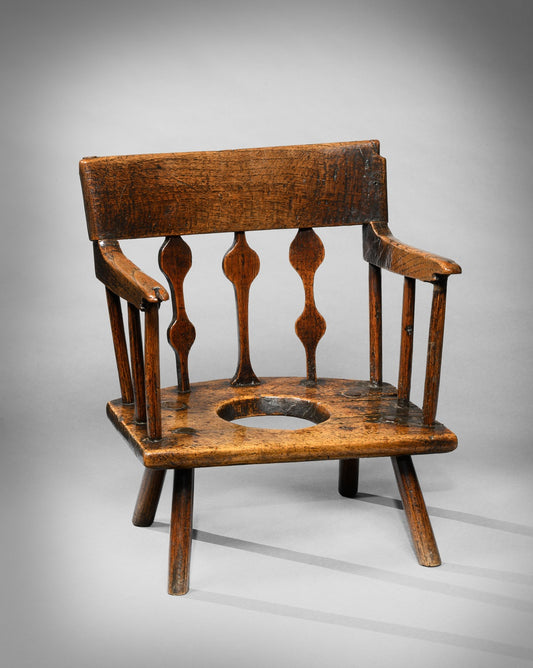Remarkable Primitive Comb Back Child's "Potty" Chair