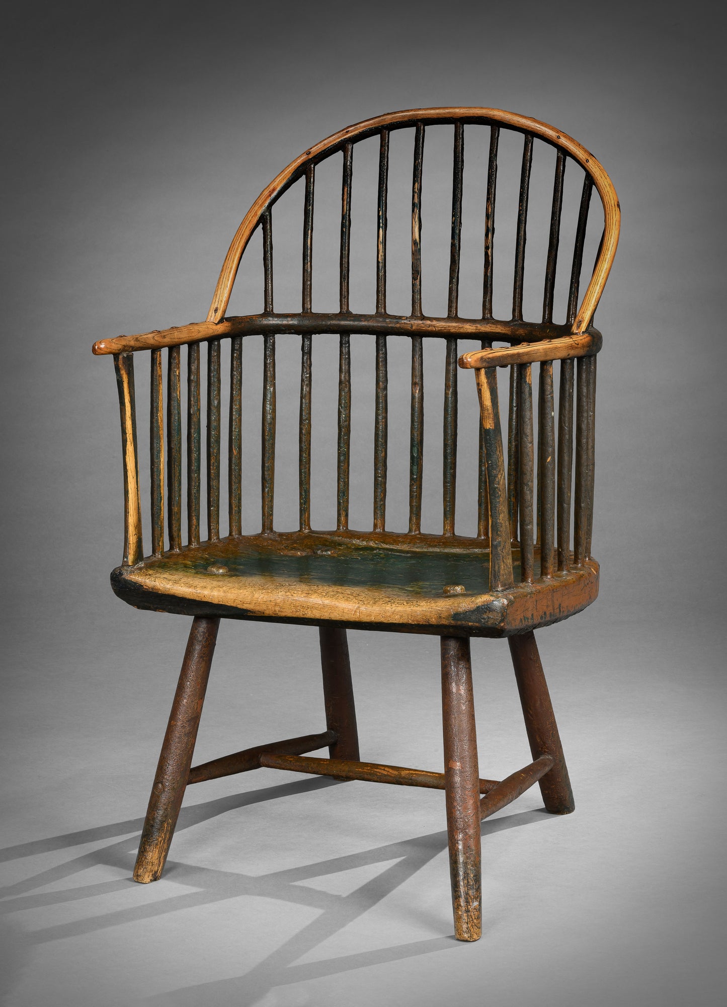 Unusual Primitive ''Sack Back'' Windsor Armchair