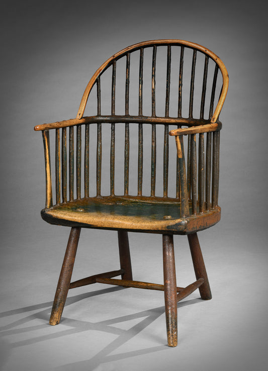 Unusual Primitive ''Sack Back'' Windsor Armchair
