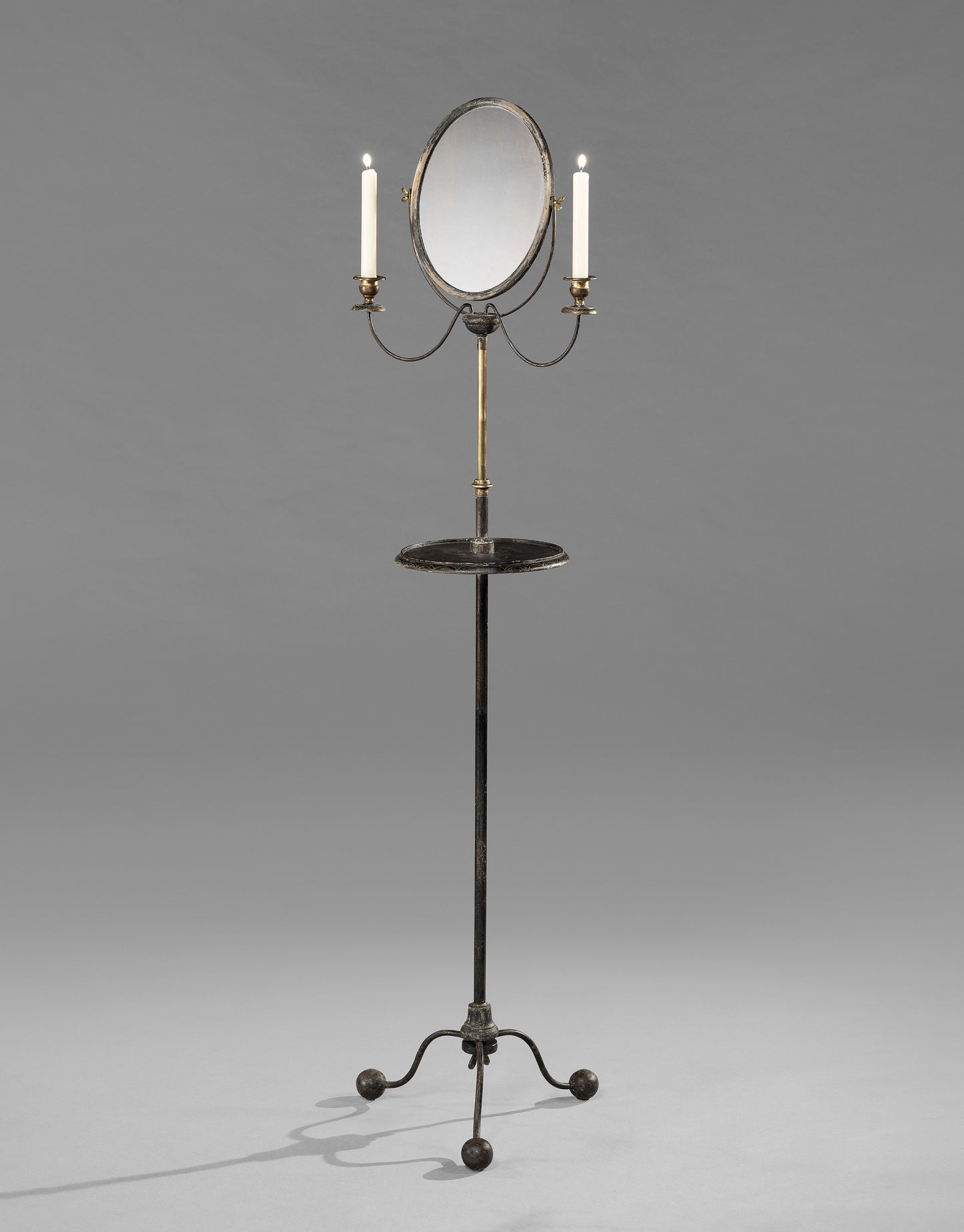 Unusual Neo Classical Style Adjustable Floorstanding Tripod Toilet Mirror