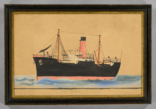 A Pair of Naive Pierhead Ship Portraits