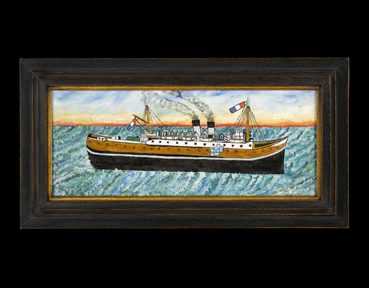French Naive School Ship Portrait