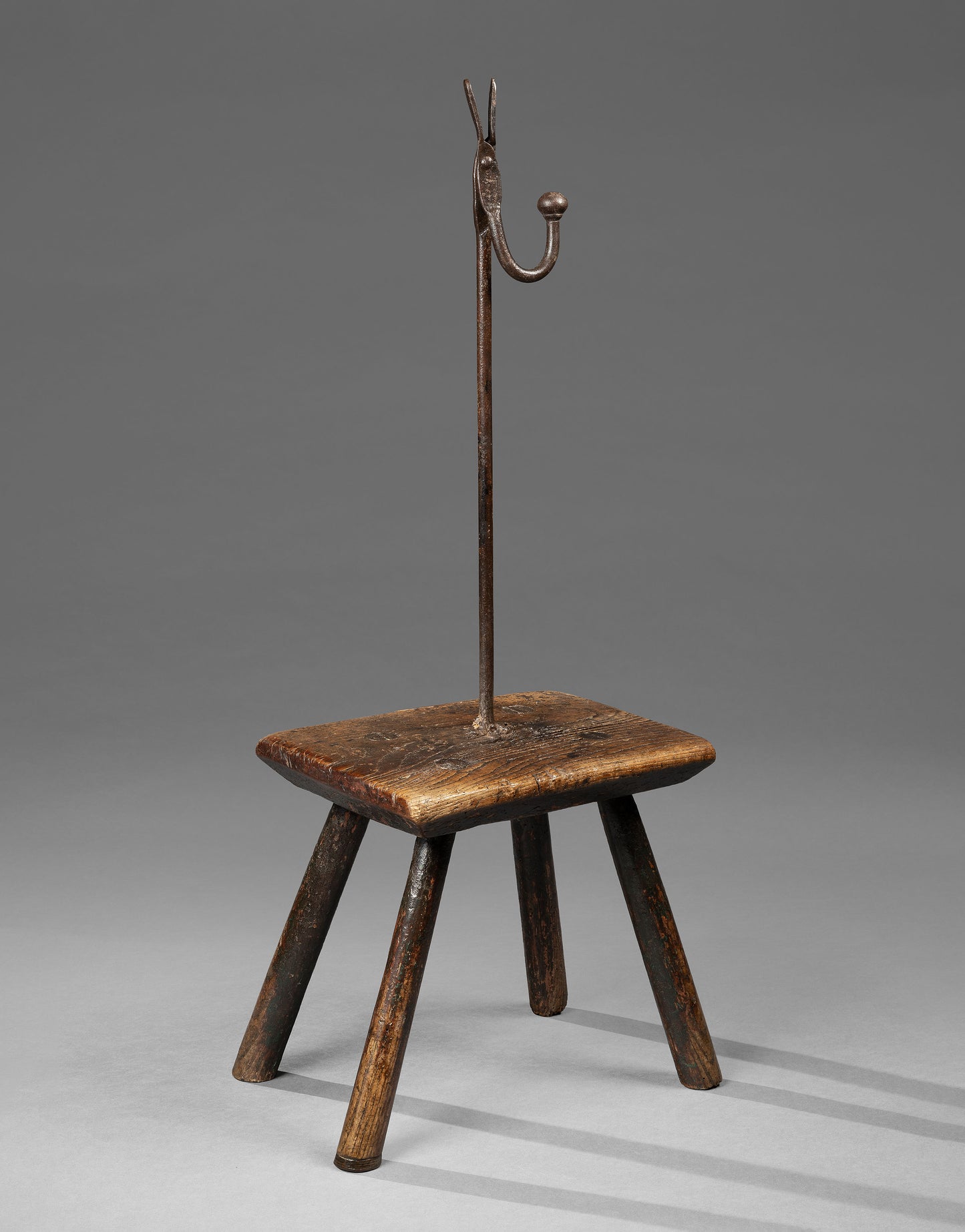 Rare Georgian Vernacular Stool Based Rushlight