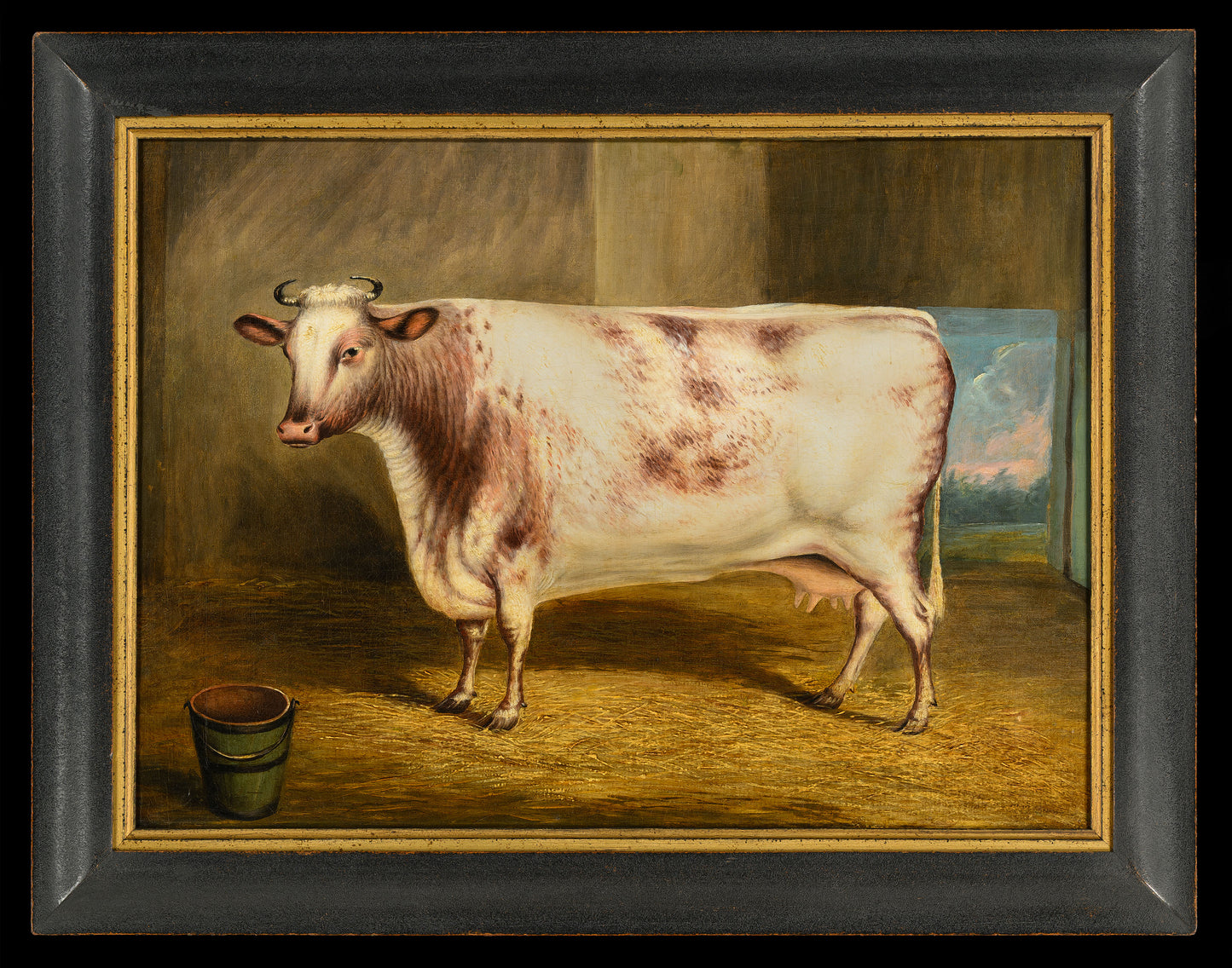 Delightful English Naive School Prize Livestock Portrait