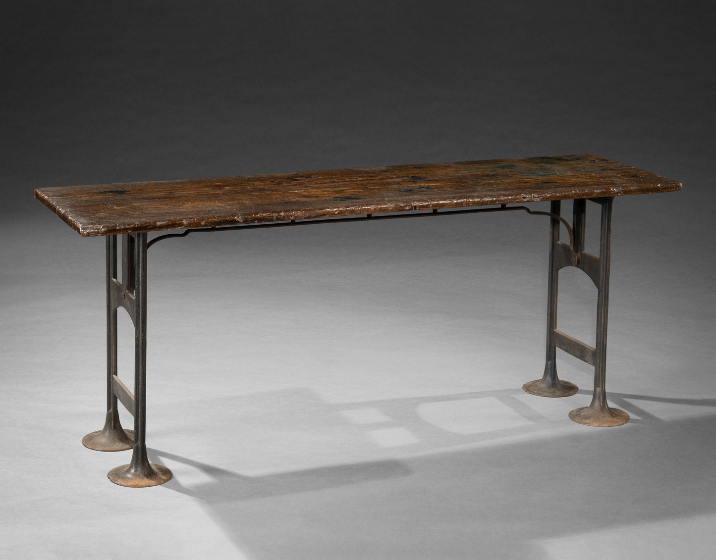 Distinctive Single Plank Top Trestle Based Work Table