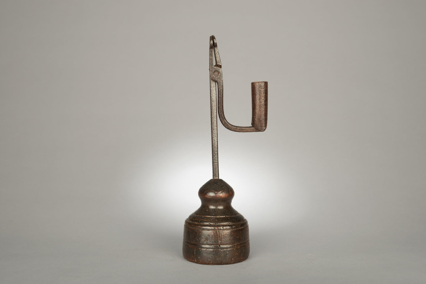 An 18th Century Vernacular Candleholder and Rush Light Nip