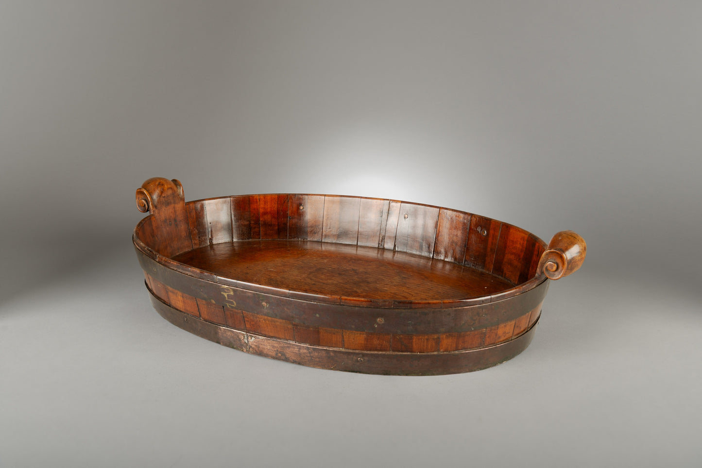 Unusual Provincial Georgian Oval Coopered Tray