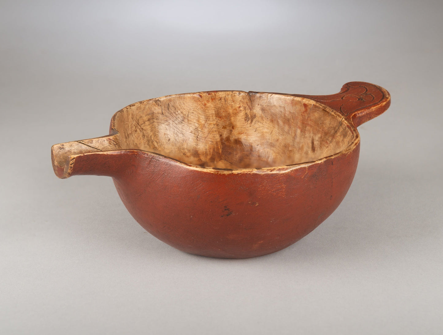 Delightful Red Painted Spouted Ale Bowl