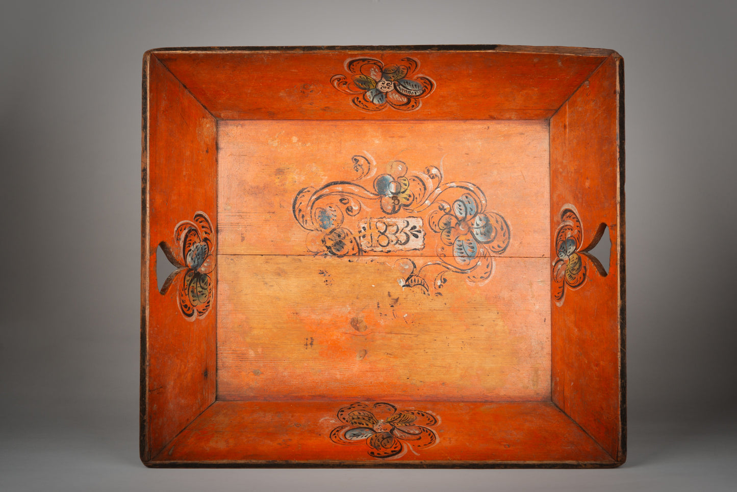 Delightful Painted Folk Art Love Token Tray