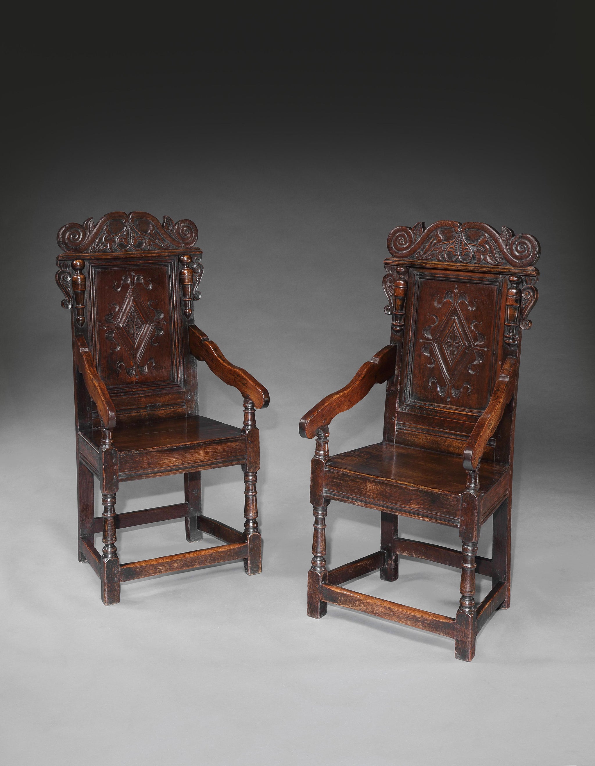 Pair of Charles II Wainscot Chairs