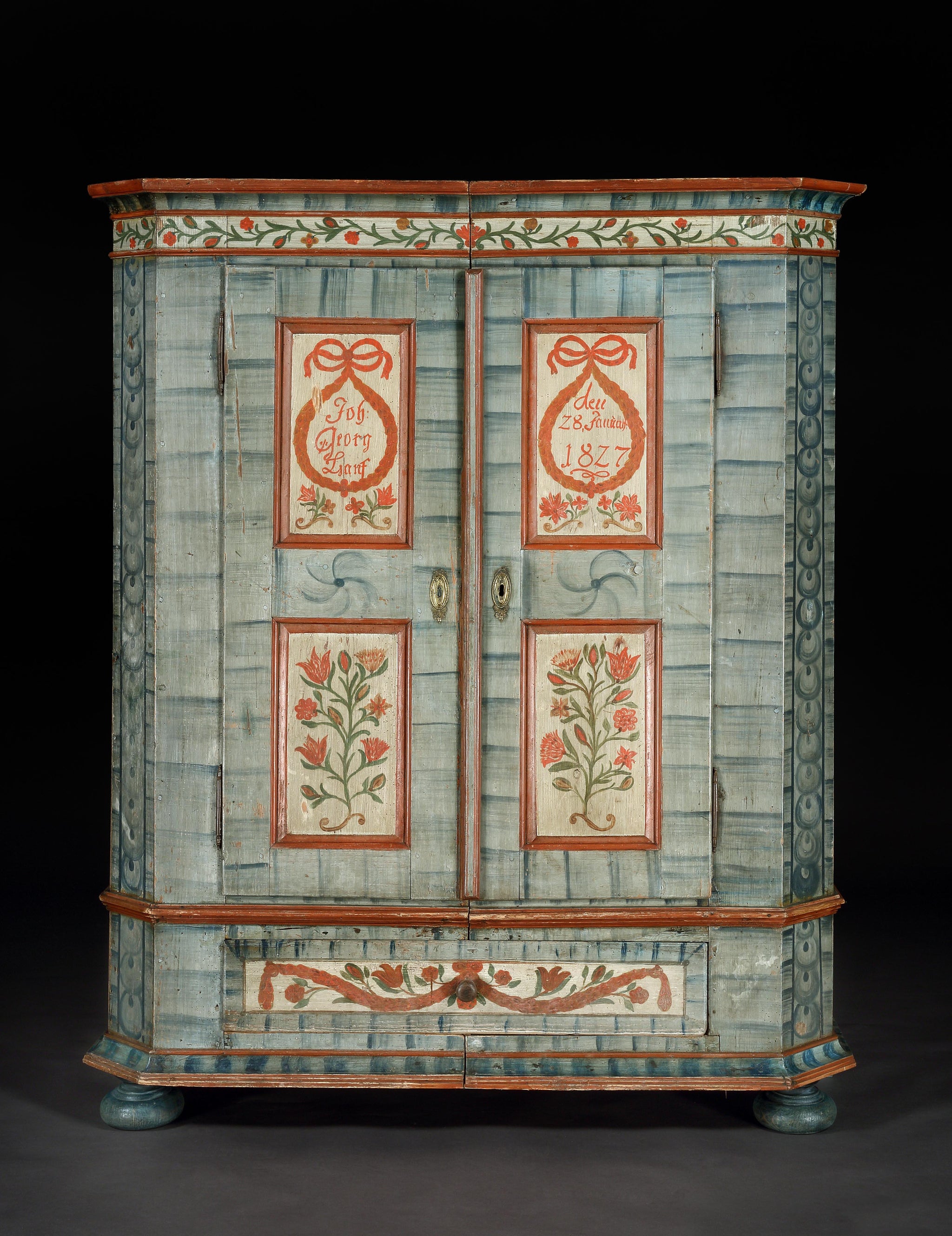 Magnificent Folk Art Marriage Cupboard
