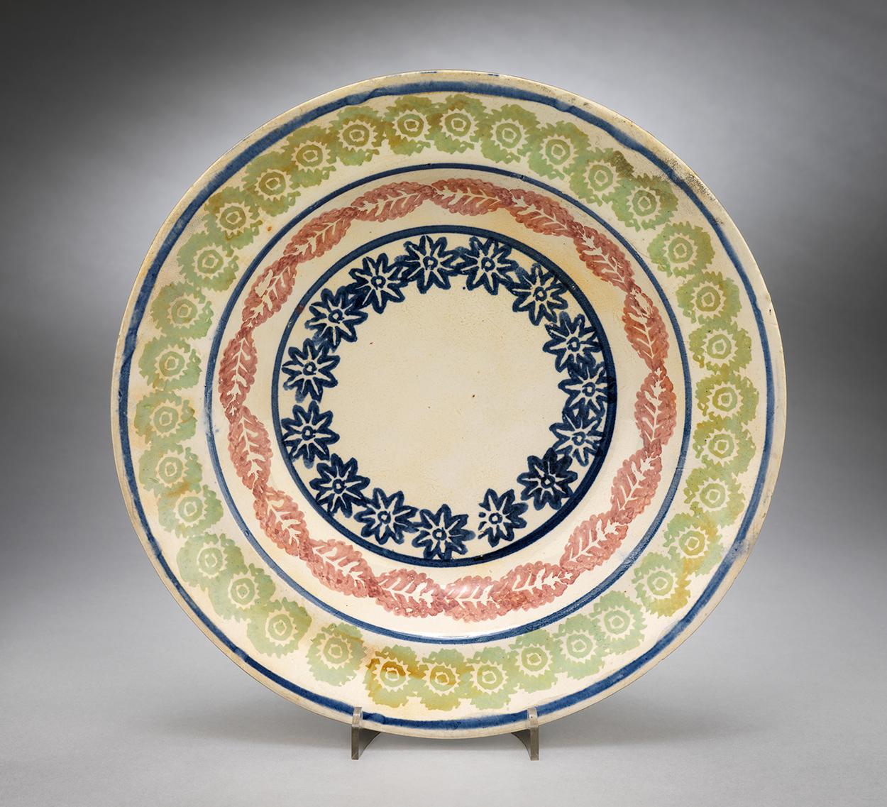 Large Dished Spongeware Plate