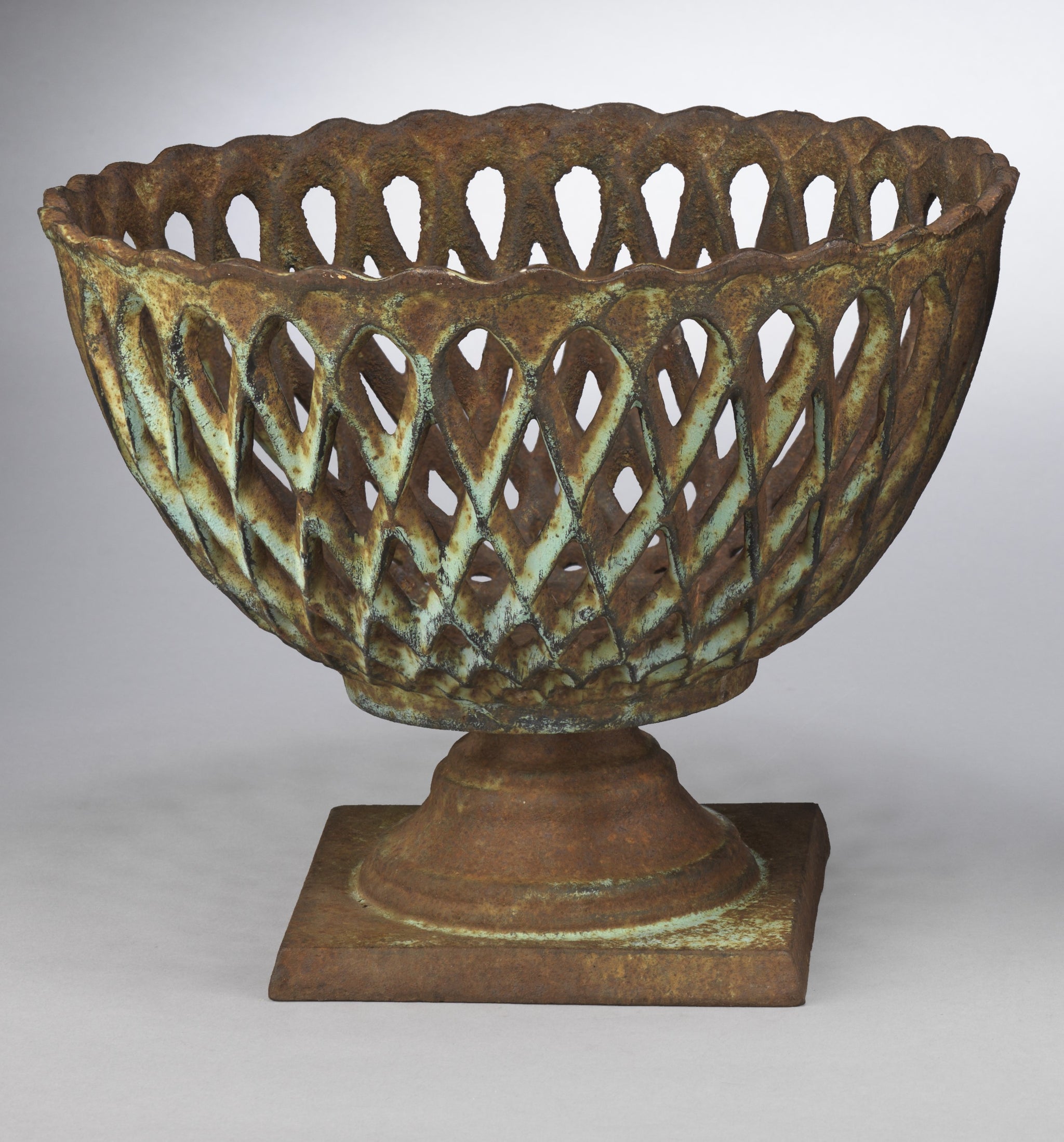 Unusual Pair of Decorative Lattice Urns