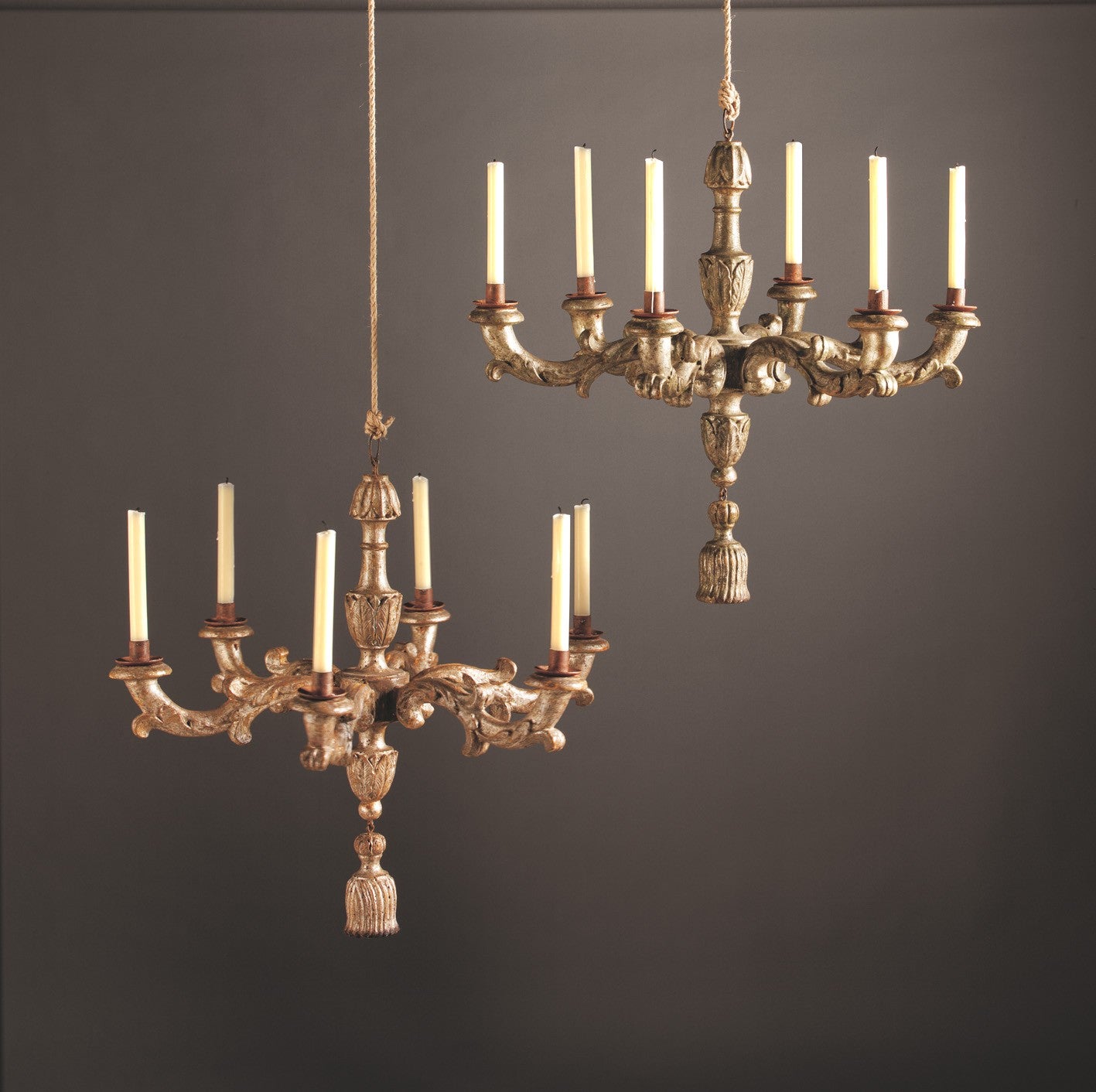 Two Six-Branch Rococo Chandeliers