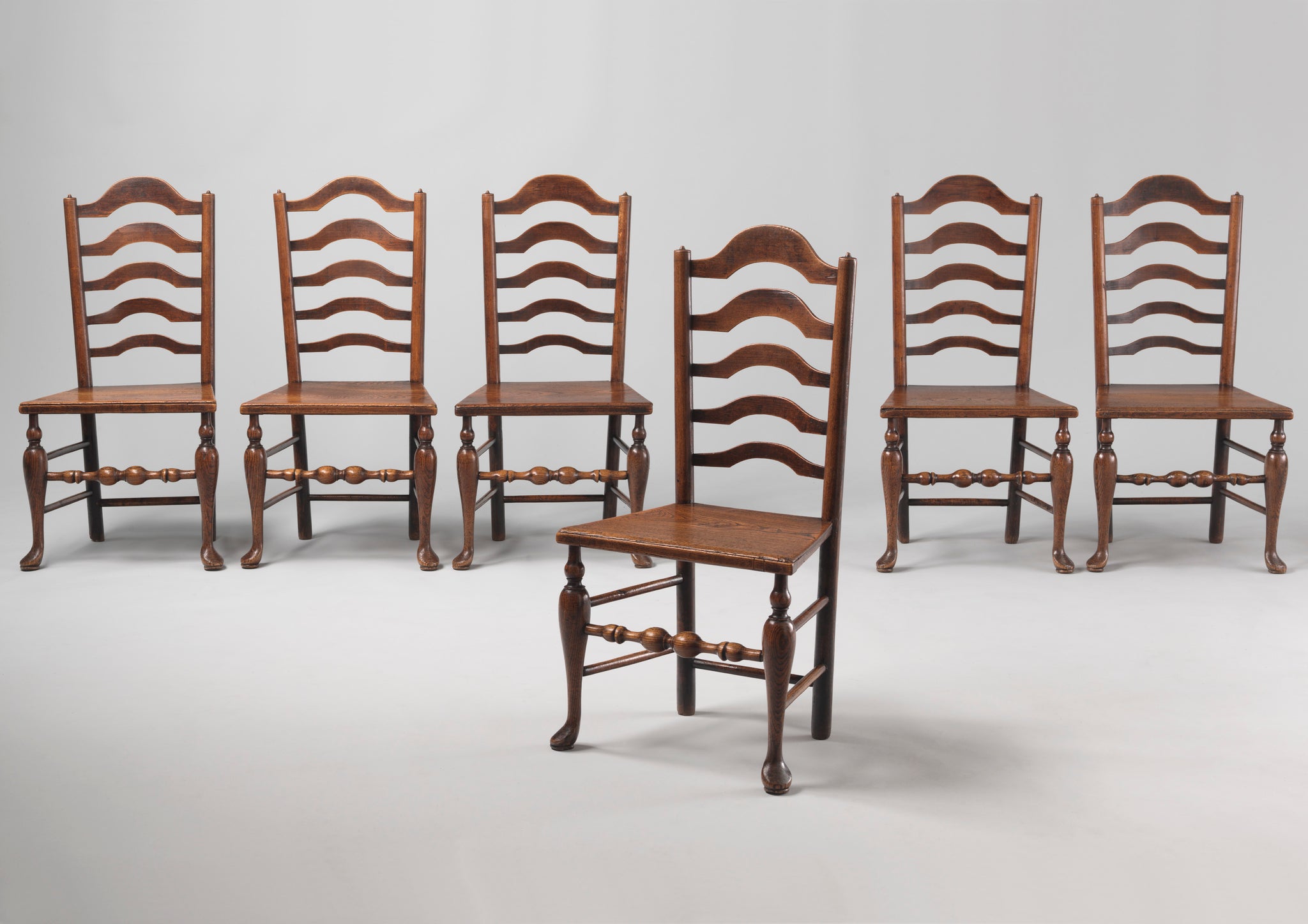 Rare Set of Vernacular Ladderback Dining Chairs