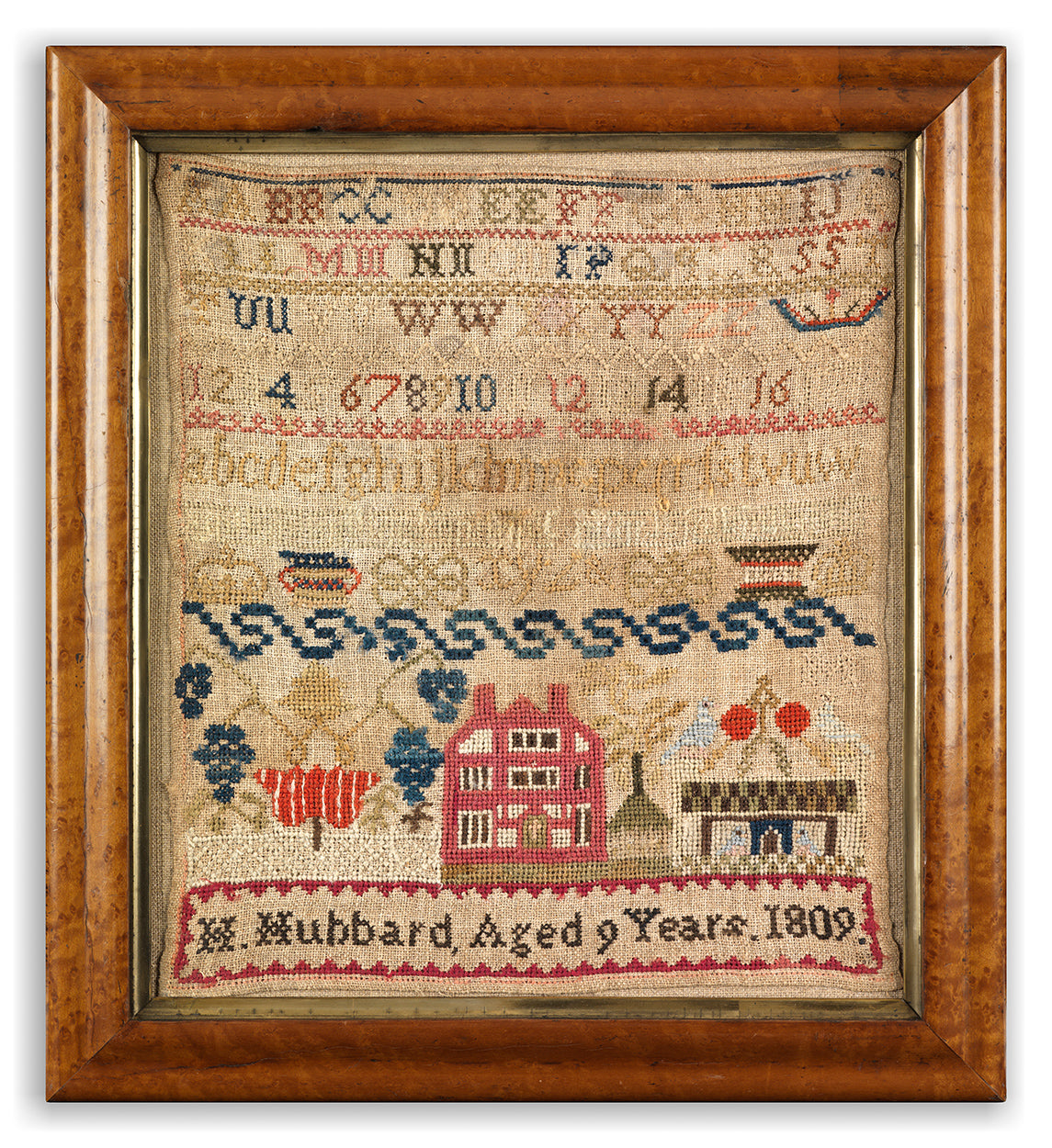 A Colourful Schoolgirl Sampler by "H Hubbard"