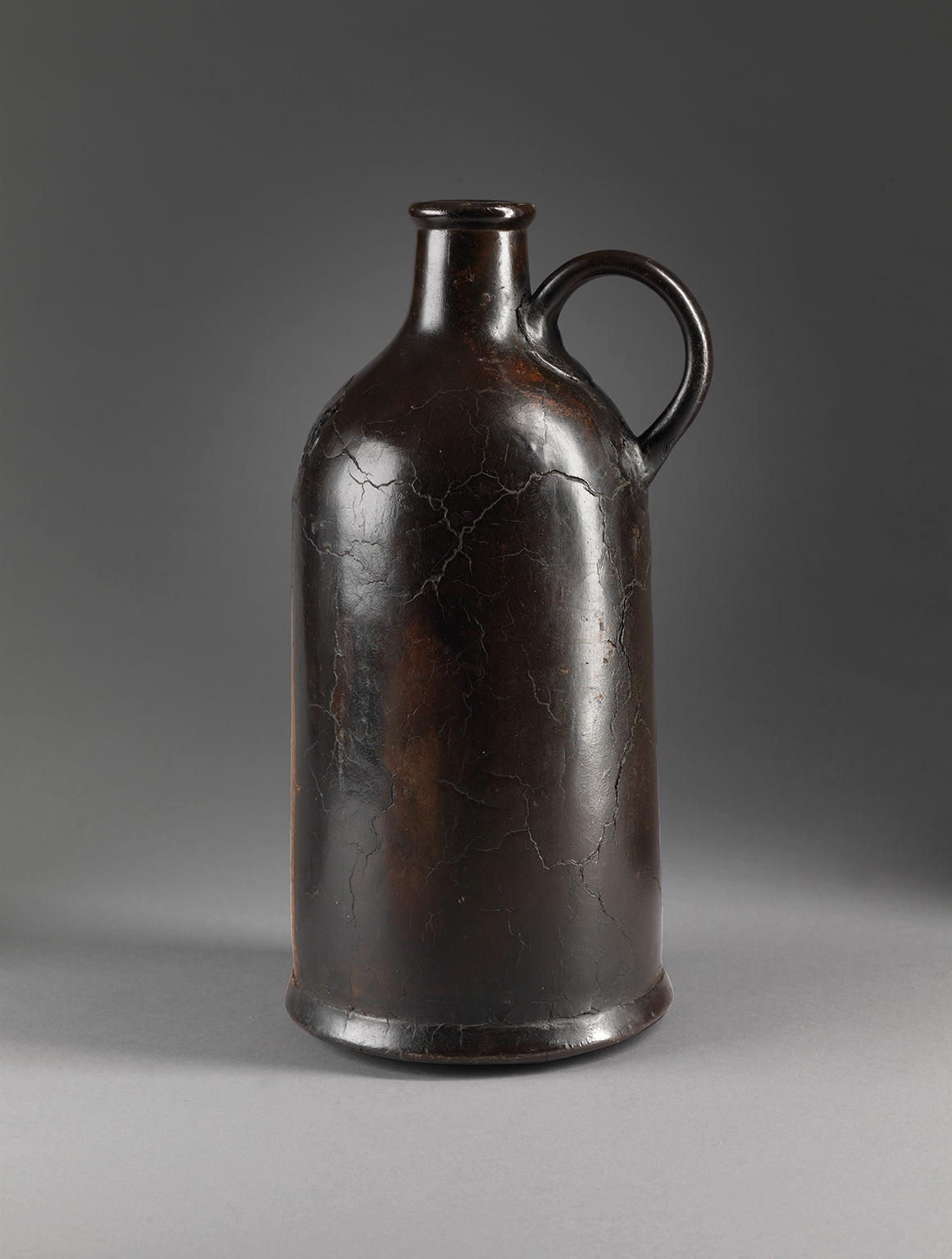 Rare Early Loop Handled Leather Flagon