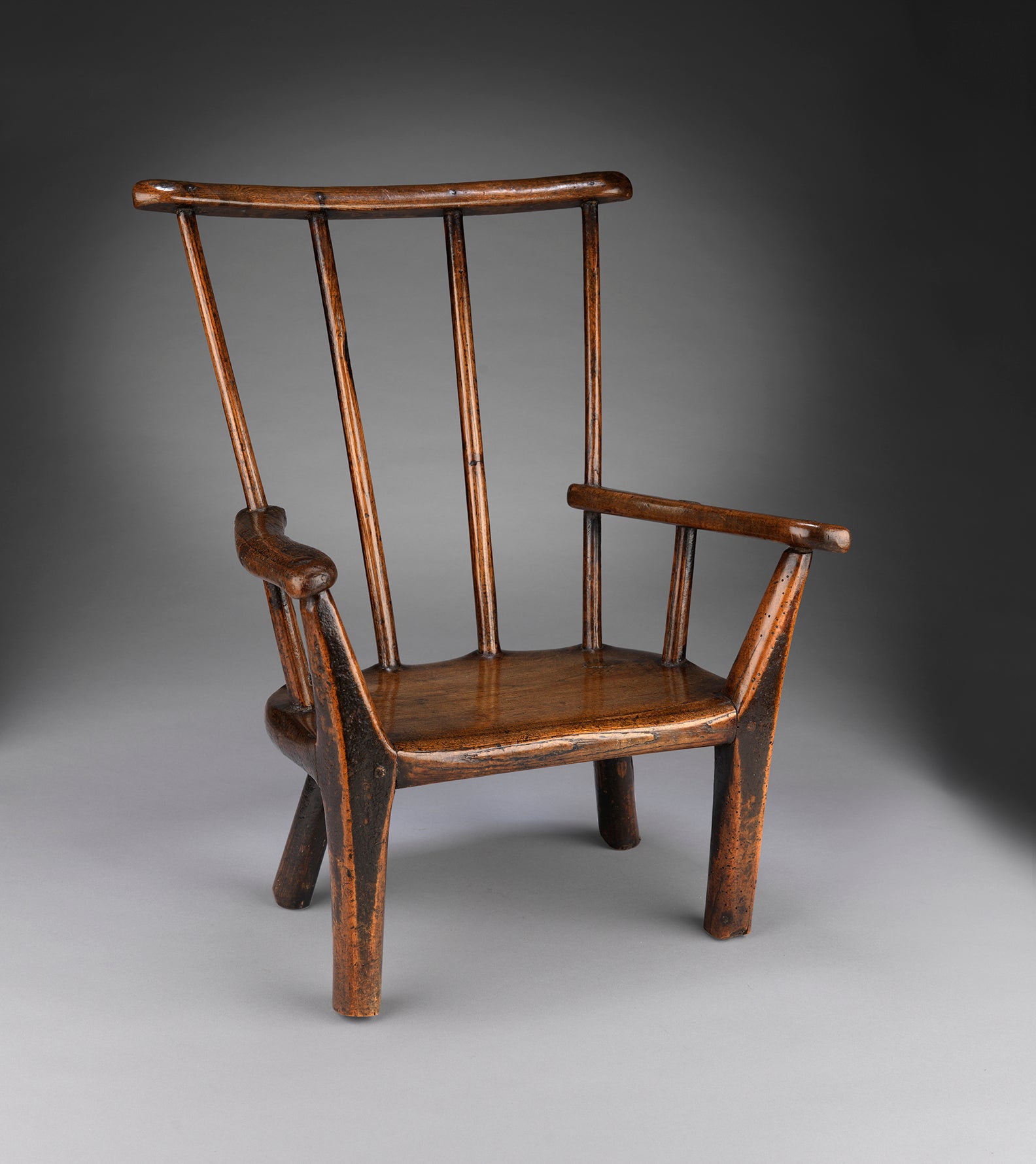 Rare Primitive Windsor Fan Back Child's Chair