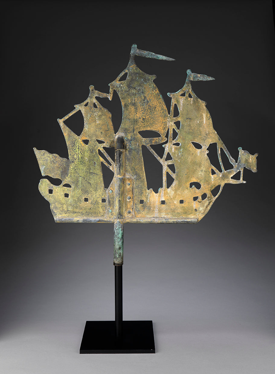 Early Three Masted Ship Silhouette Weathervane