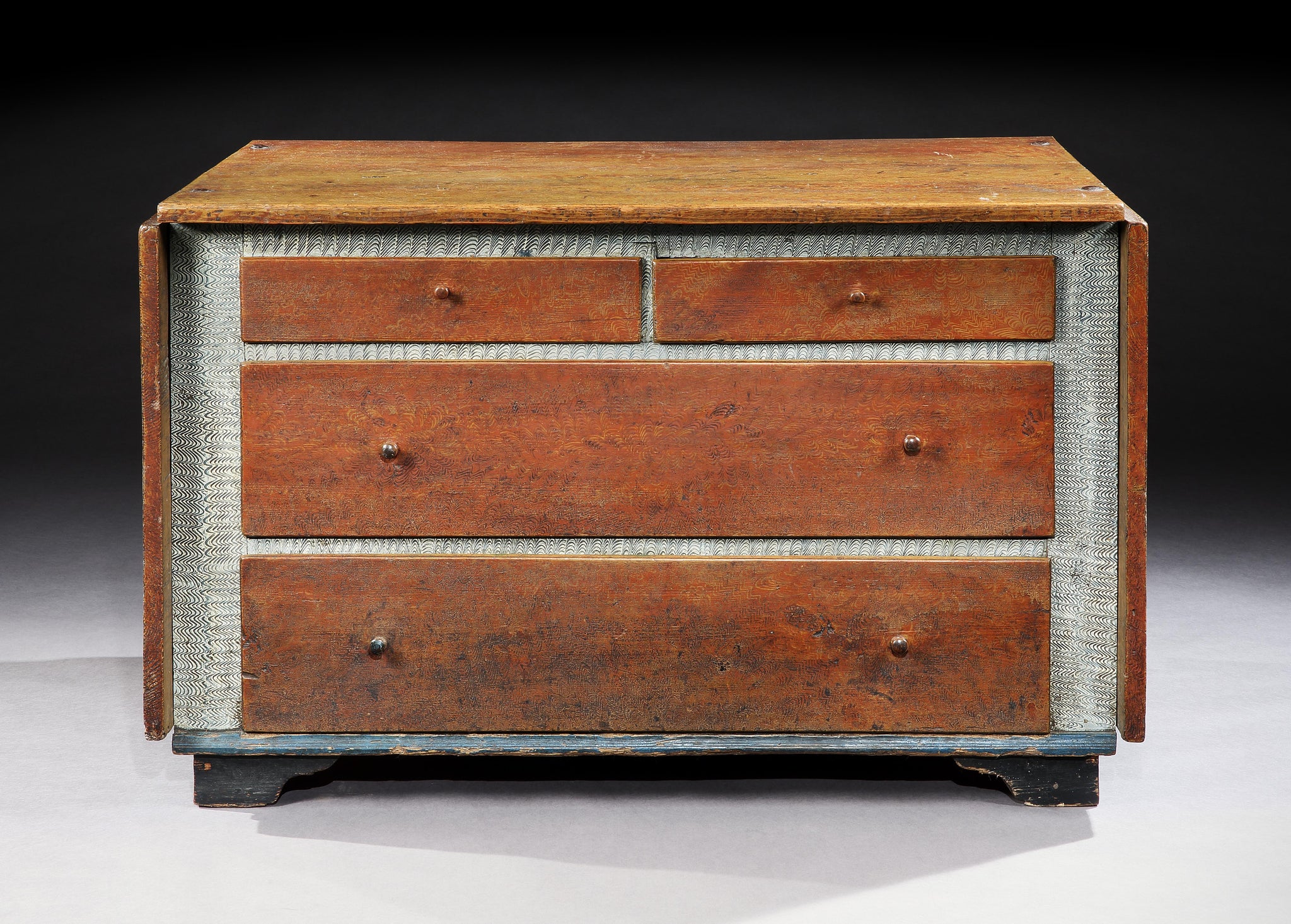 Exceptional Paint Decorated Drop Leaf Chest/Table